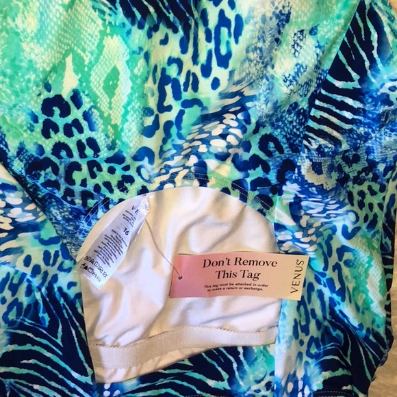 Blue and Green Animal Print Swimsuit - Picture 13 of 15